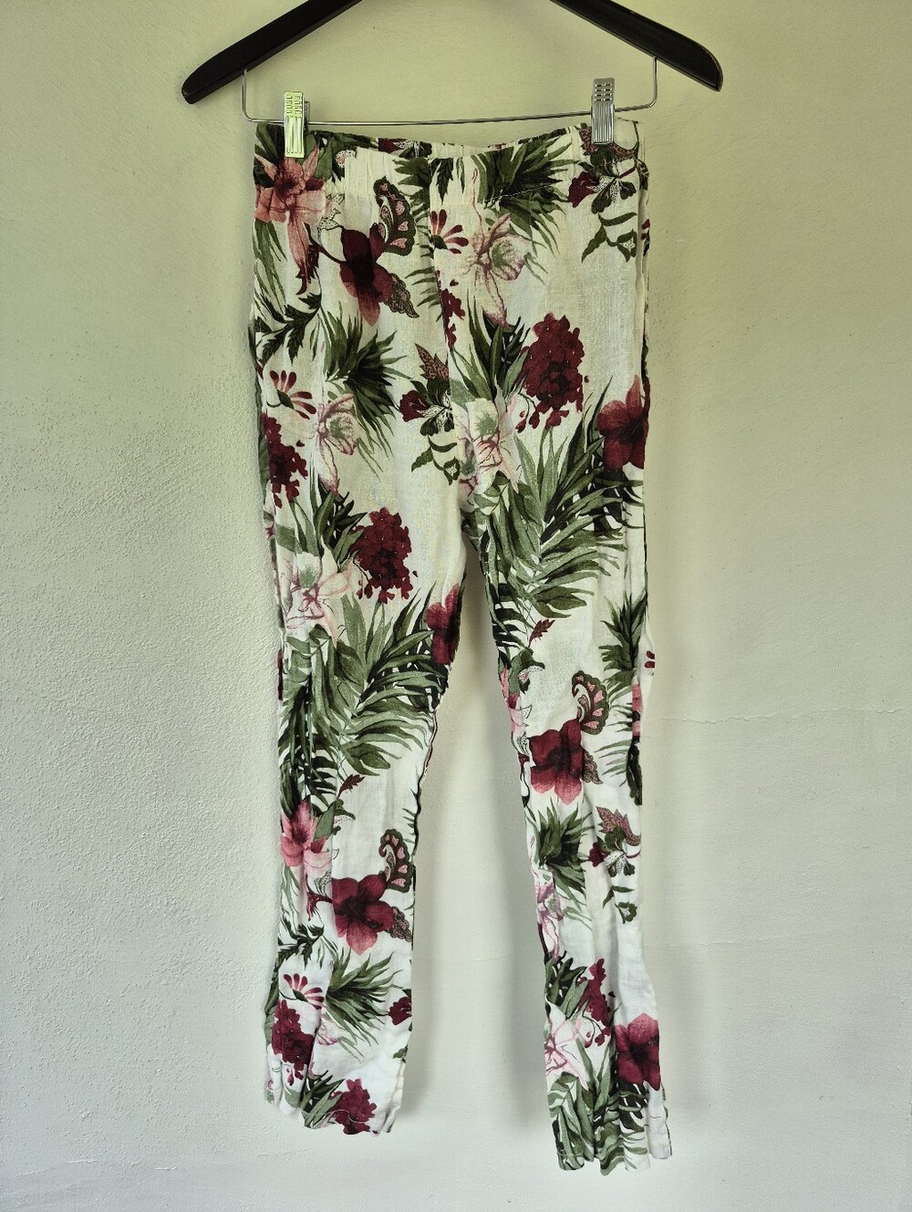 100% Linen Pants By Pistache Floral Print With Pockets Medium